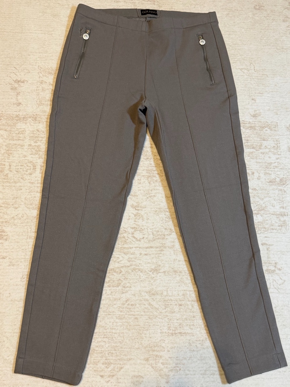 Golfino Gray Slim Ponte Leggings Zip Pockets High Rise Stretch Pants Size 6